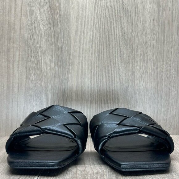 Billini Sandals Womens Size 7 Felix Woven Slip On Flat Slides Synthetic Black - Picture 2 of 11